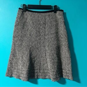Ann Taylor 6P Black White Herringbone A-Line Wool Blend Skirt